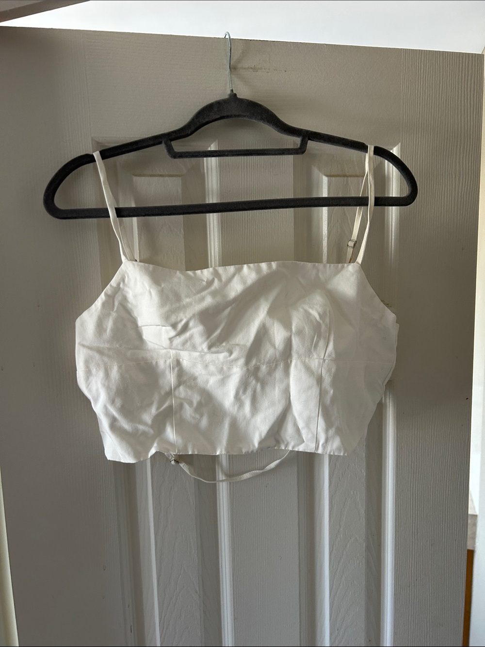 Zara White Cropped Cami with Adjustable Straps